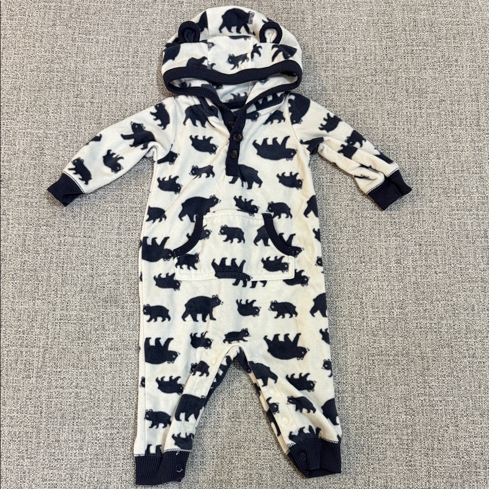 Carter's Black and Cream Bear Print Footie